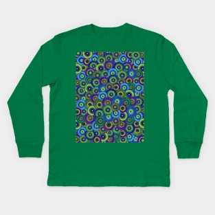 Peacock Circles Pattern Kids Long Sleeve T-Shirt